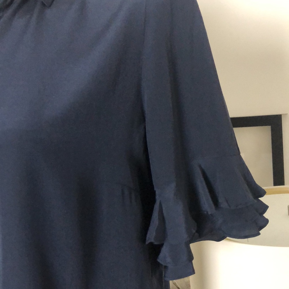 FRAME Navy Blue Silk top Size S - Picture 3 of 8